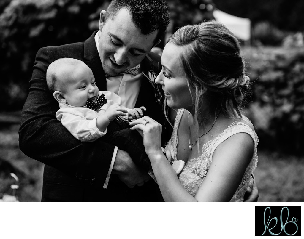 Bride, Groom and Their Baby At Lantzville Wedding