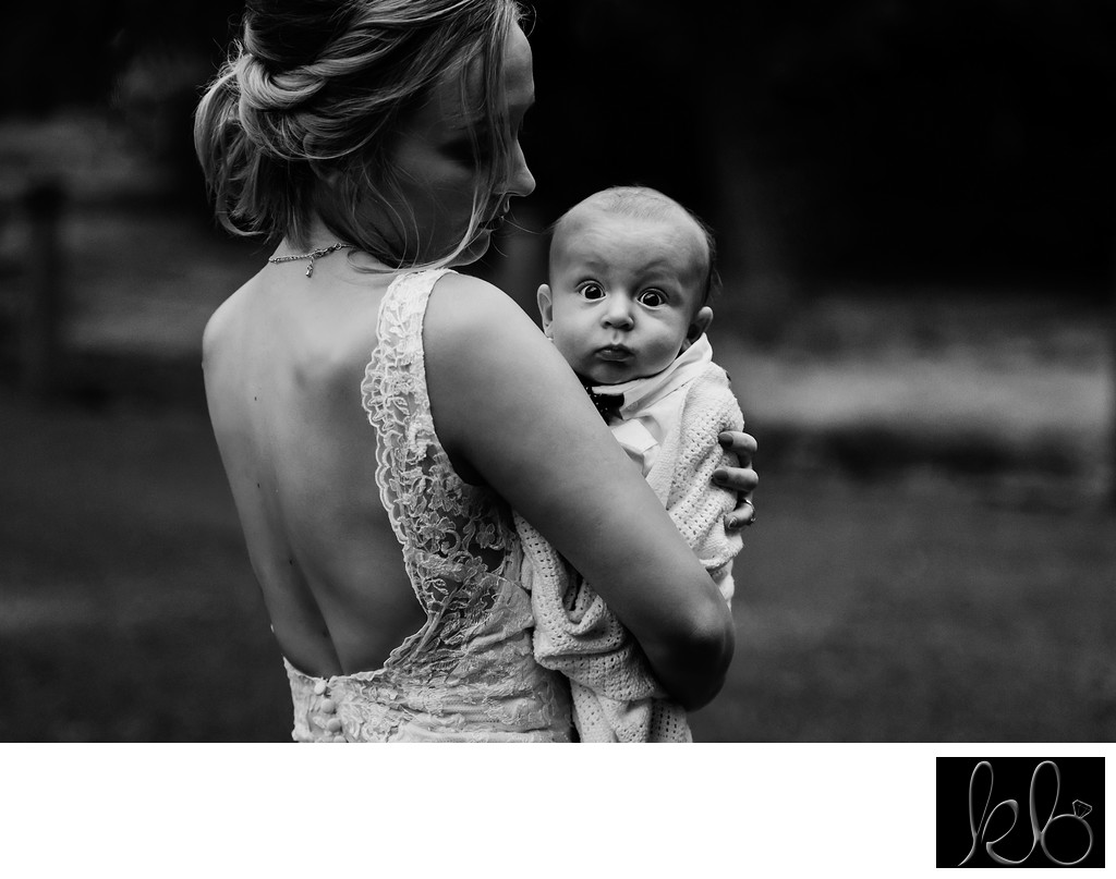 Bride and Her Baby At Wedding in Langley