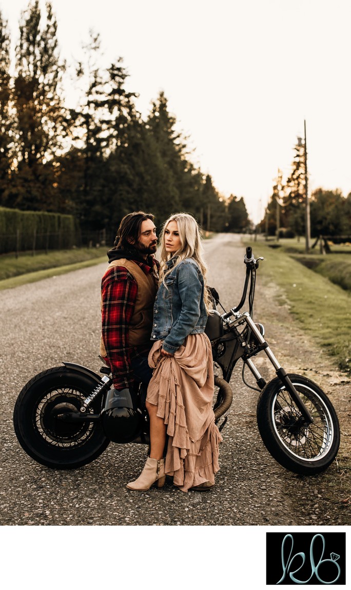 Motorcycle Photography Session of Engaged Couple