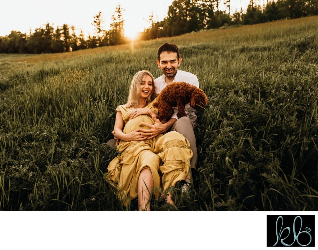 Couple Having Fun with  Dog during their Photo shoot