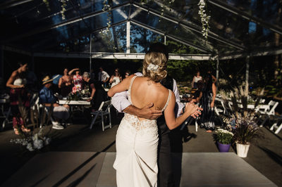 Bride and Father dance in tent