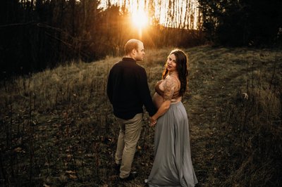 Showing off Pregnant Belly at Maternity Session 