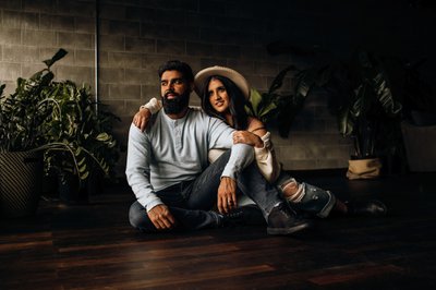 Couple Wearing Casual Clothing to Photo Shoot 