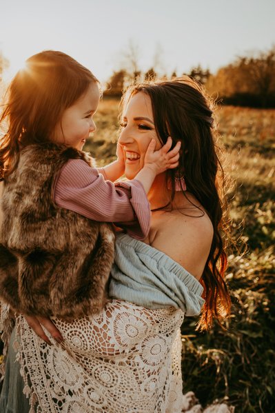 Moment of Mom and Daughter Before Baby Arrives