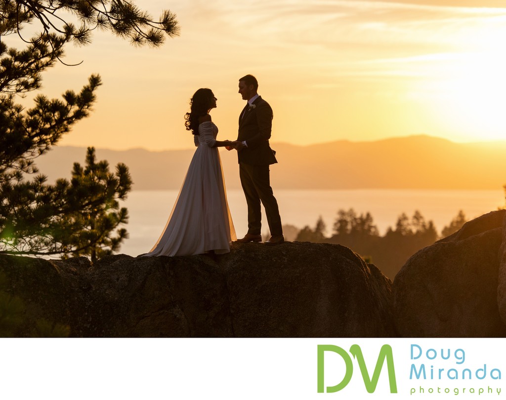 Tahoe Blue Estate Sunset Wedding Photo