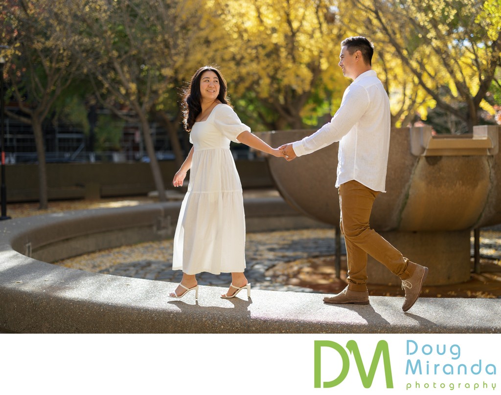 Downtown Sacramento Fall Time Engagement