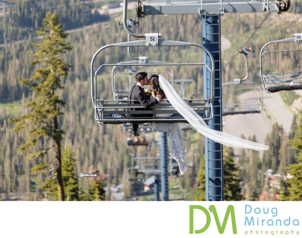 Sugar Bowl Resort Ski Lift Wedding Photo