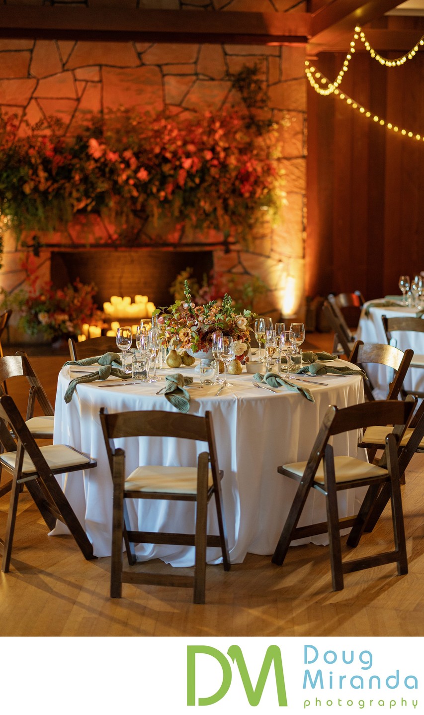 Villa Chanticleer Wedding Reception Table Setup