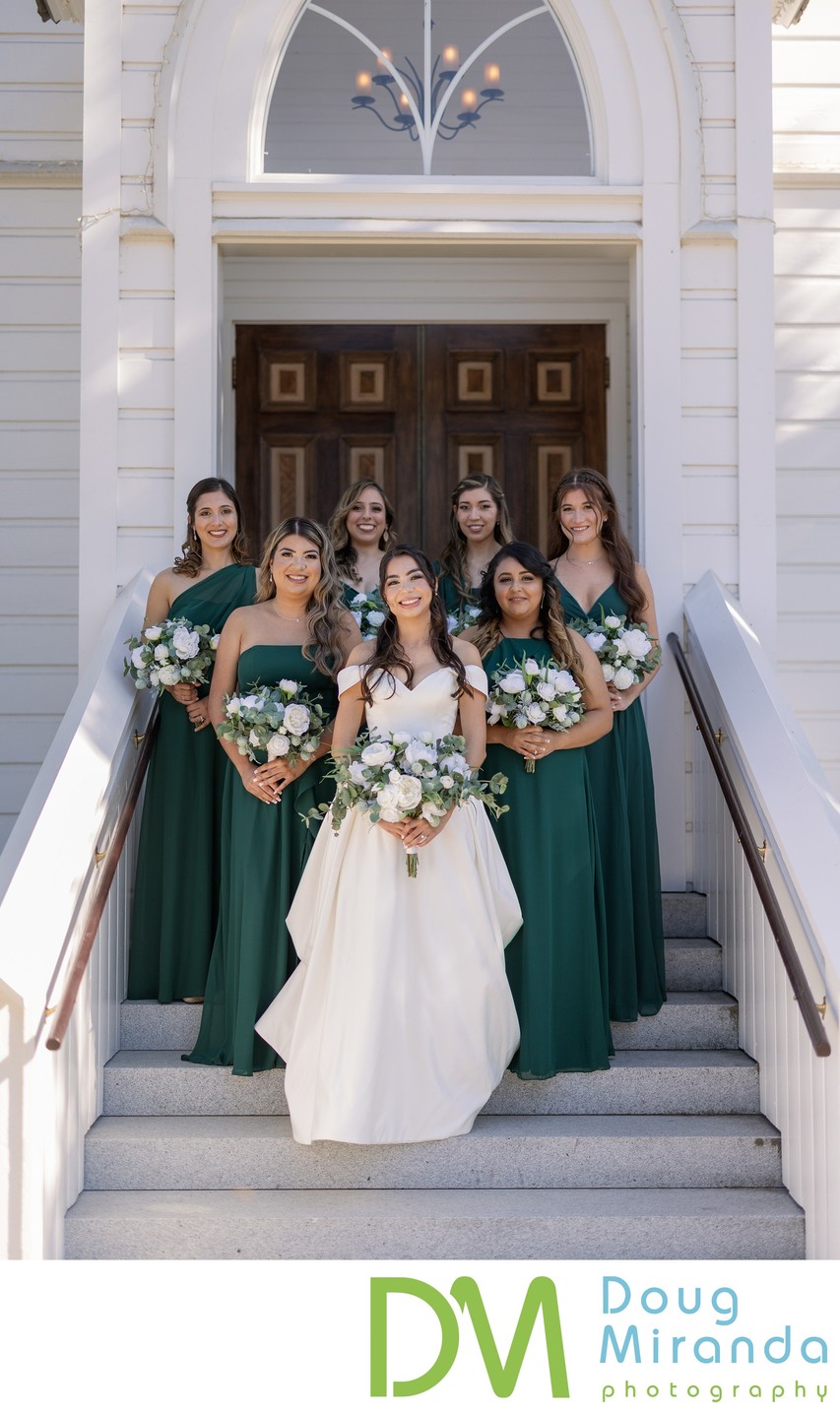 Old St. Mary’s Chapel Bride Bridesmaids Photo