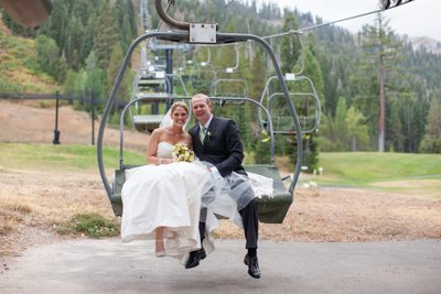 Everline Resort and Spa Wedding Ski Lift Photos