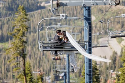 Sugar Bowl Resort Ski Lift Wedding Photo