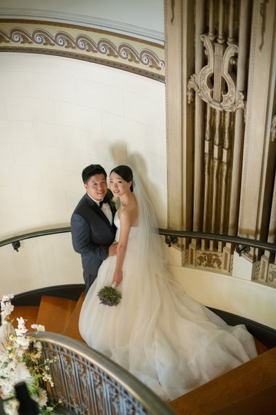 Bride and Groom Grand Staircase Photo