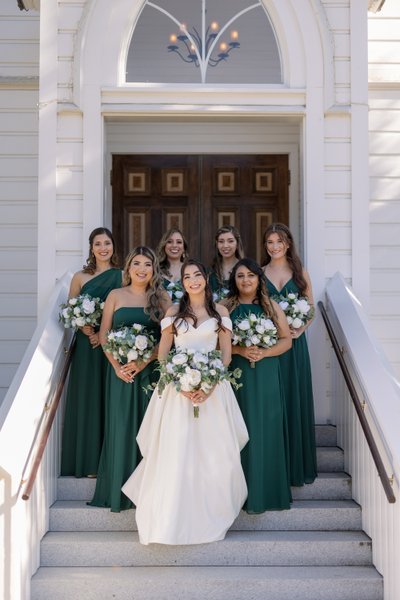 Old St. Mary’s Chapel Bride Bridesmaids Photo