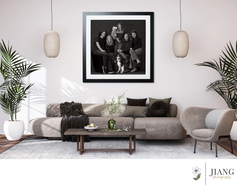 Mock up poster frame in modern interior background