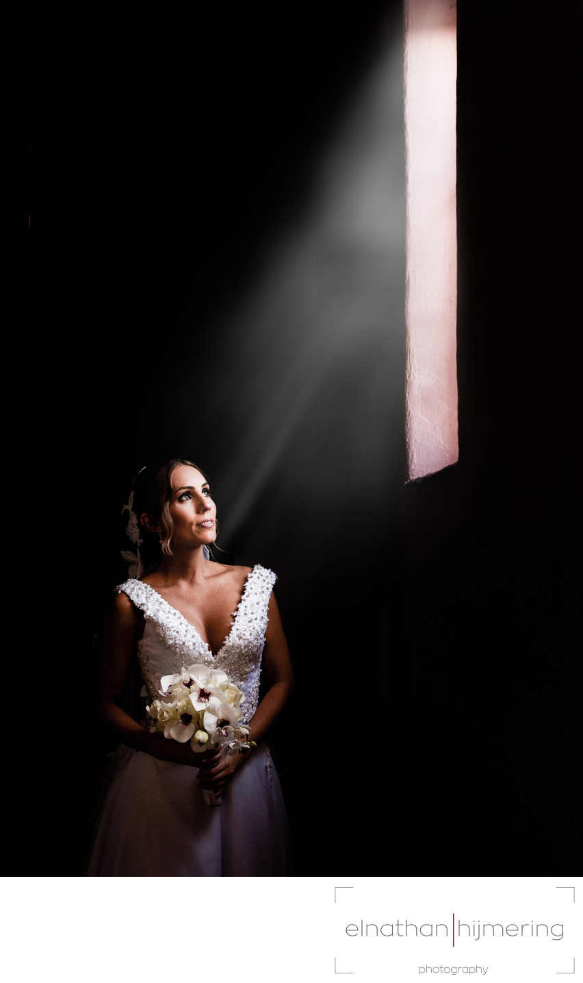 bride shining in light