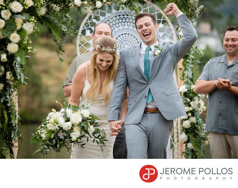 Post Falls Wedding Ceremony Fist Pump By Groom