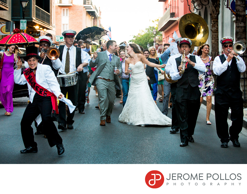 New Orleans French Quarter Second Line Wedding Parade