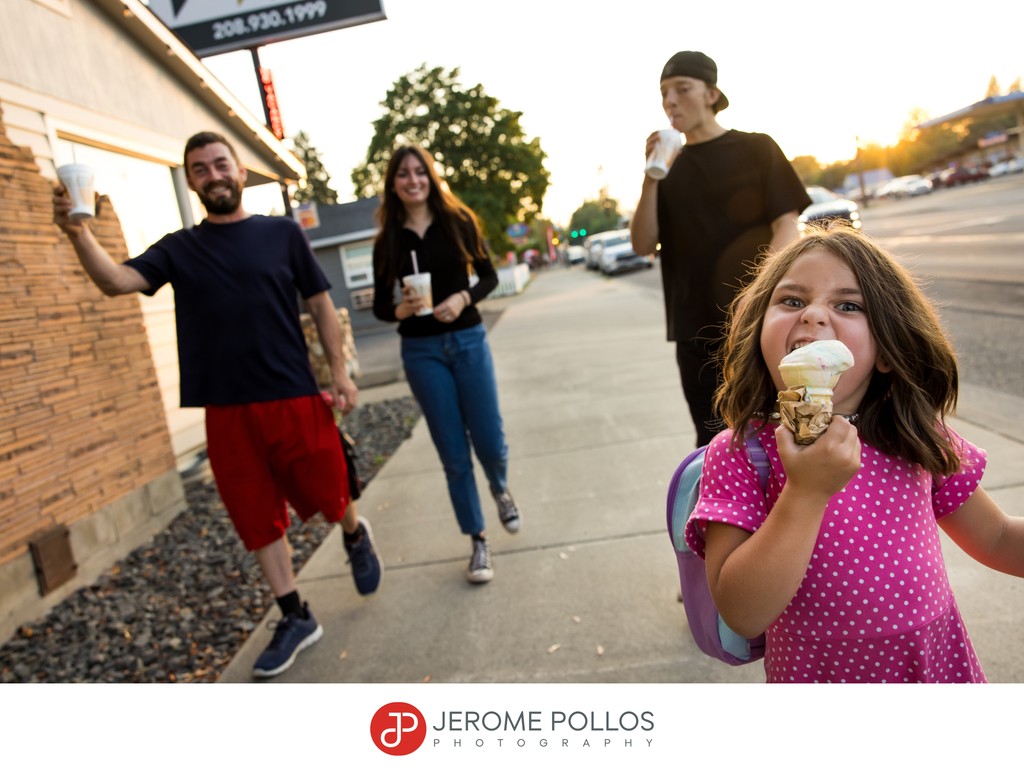 Family ice cream portrait session Coeur d'Alene, Idaho