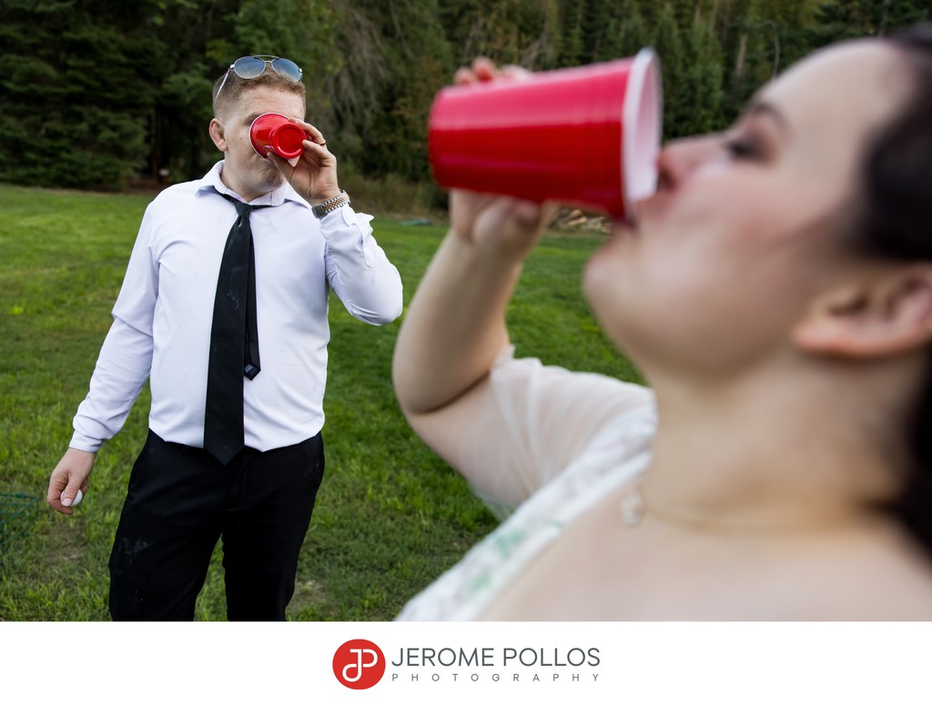 Bride Groom Wedding Beer Pong Drinking Coeur d'Alene