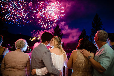 Fireworks Post Falls, Idaho Wedding Kiss
