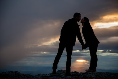 Mount Spokane Sunrise Engagement Portrait Kiss