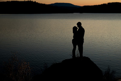 Sunset On The Lake Engagement Portrait