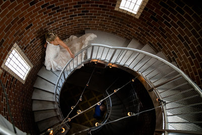 Belle On The Bluff Wedding Stairs With Bride Spokane