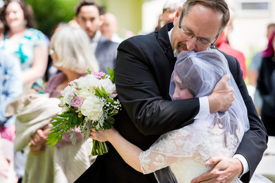 Bride And Father Wedding Ceremony Hug Ontario Oregon