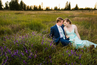 Bride And Groom Wedding Field Moment Spokane Washington