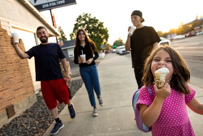 Family ice cream portrait session Coeur d'Alene, Idaho