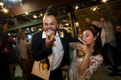 reception exit Coeur d'Alene casino donut bride groom