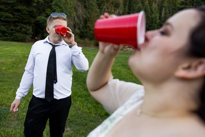 Bride Groom Wedding Beer Pong Drinking Coeur d'Alene