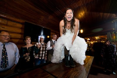 Table Dancing Bride Elkins Resort Wedding Reception