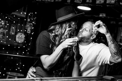 Engagement Session in Idaho Bar Tequila Shots