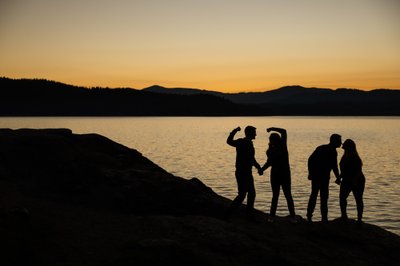 Fun Sunset Silhouette Coeur d'Alene Family Portrait