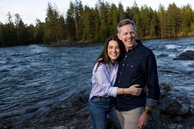 Husband Wife Laugh Portrait Outdoors Post Falls Idaho