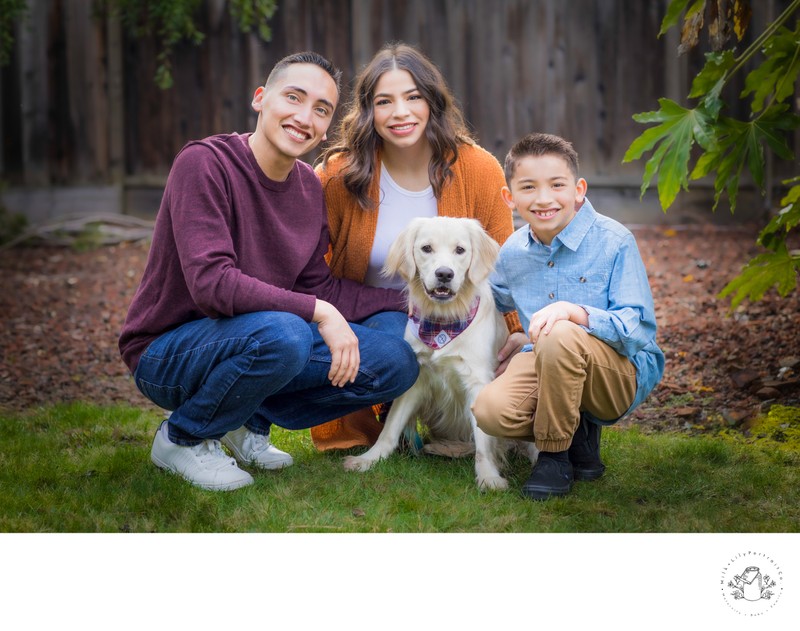 Backyard Family Photo Shoot with Dog