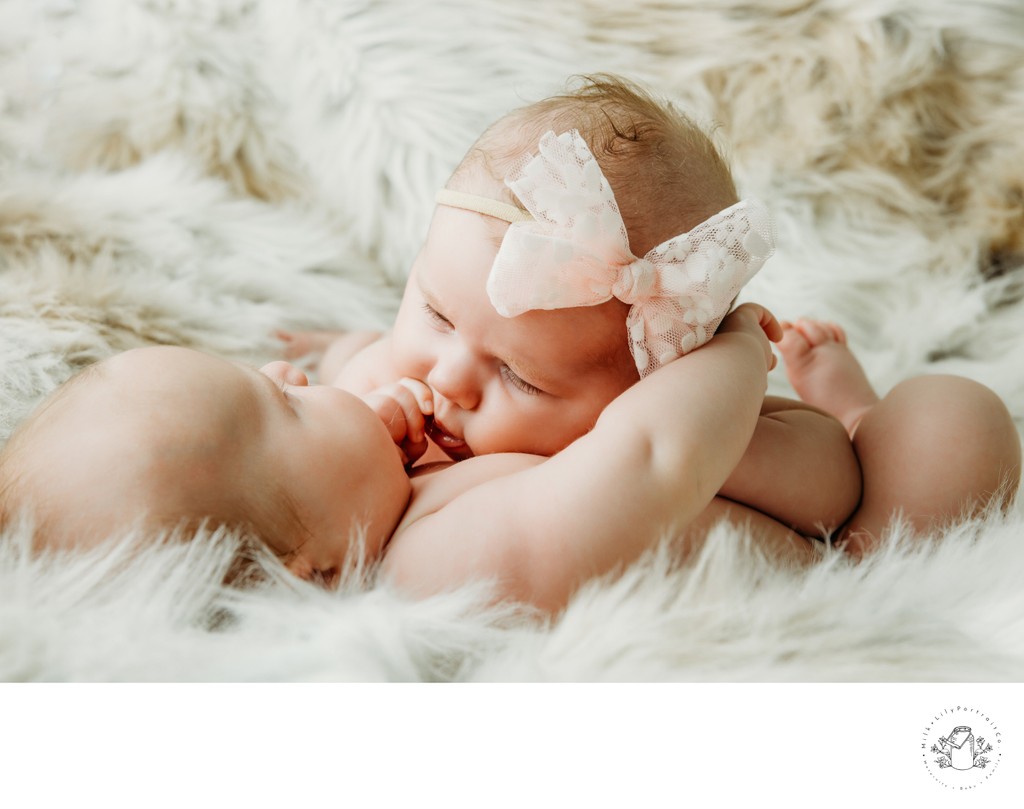 six month twin portrait session