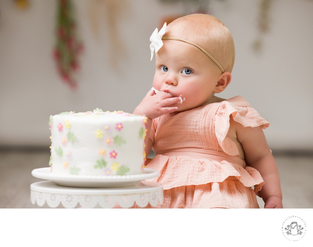 Serene baby portrait with fresh wildflowers