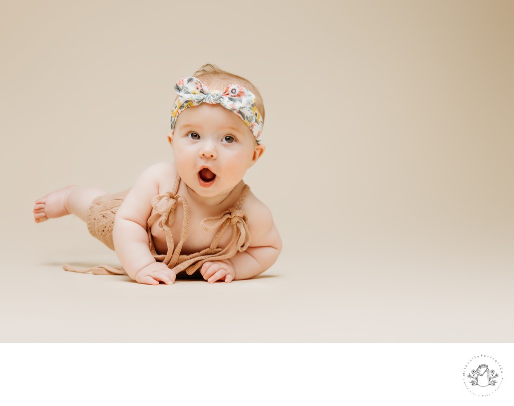 Infant portrait session with flower crown