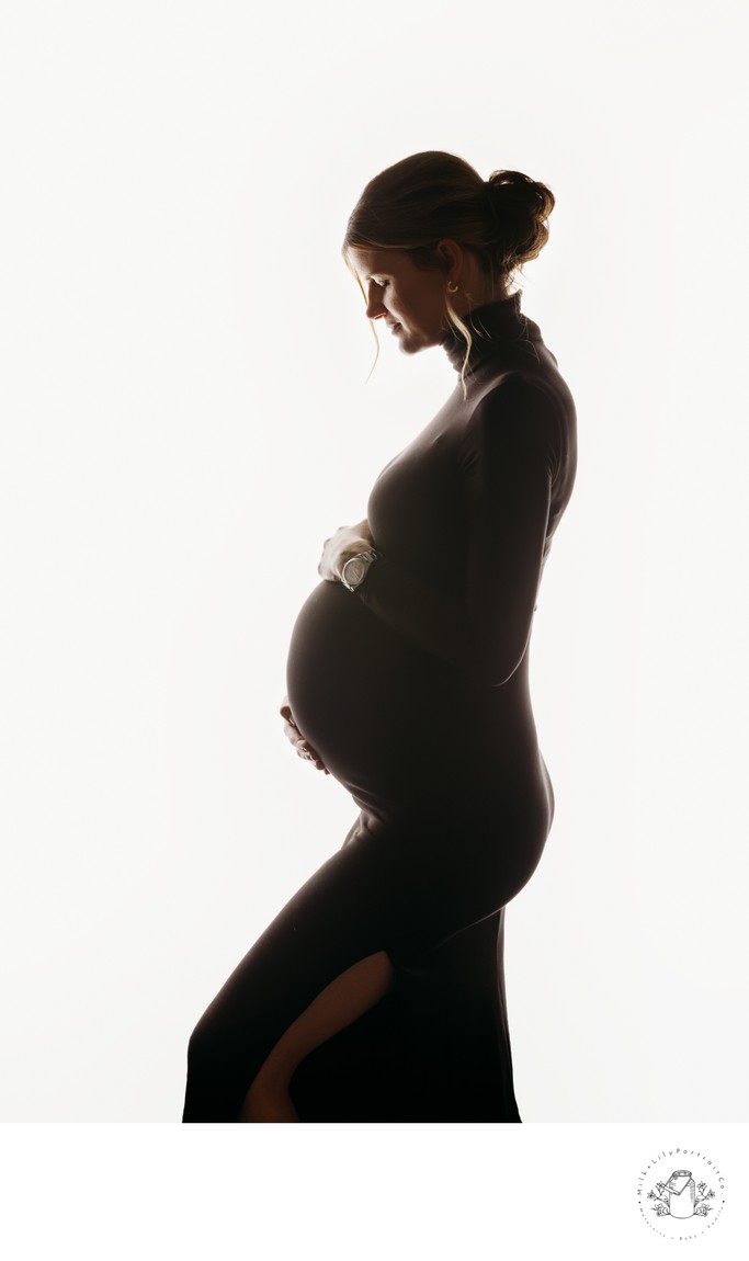 maternity silhouette with white