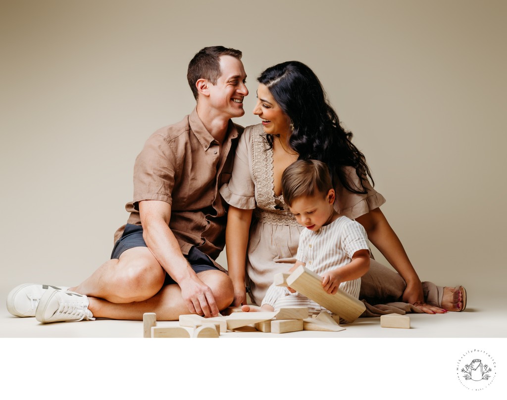 Family Session in Studio beige backdrop