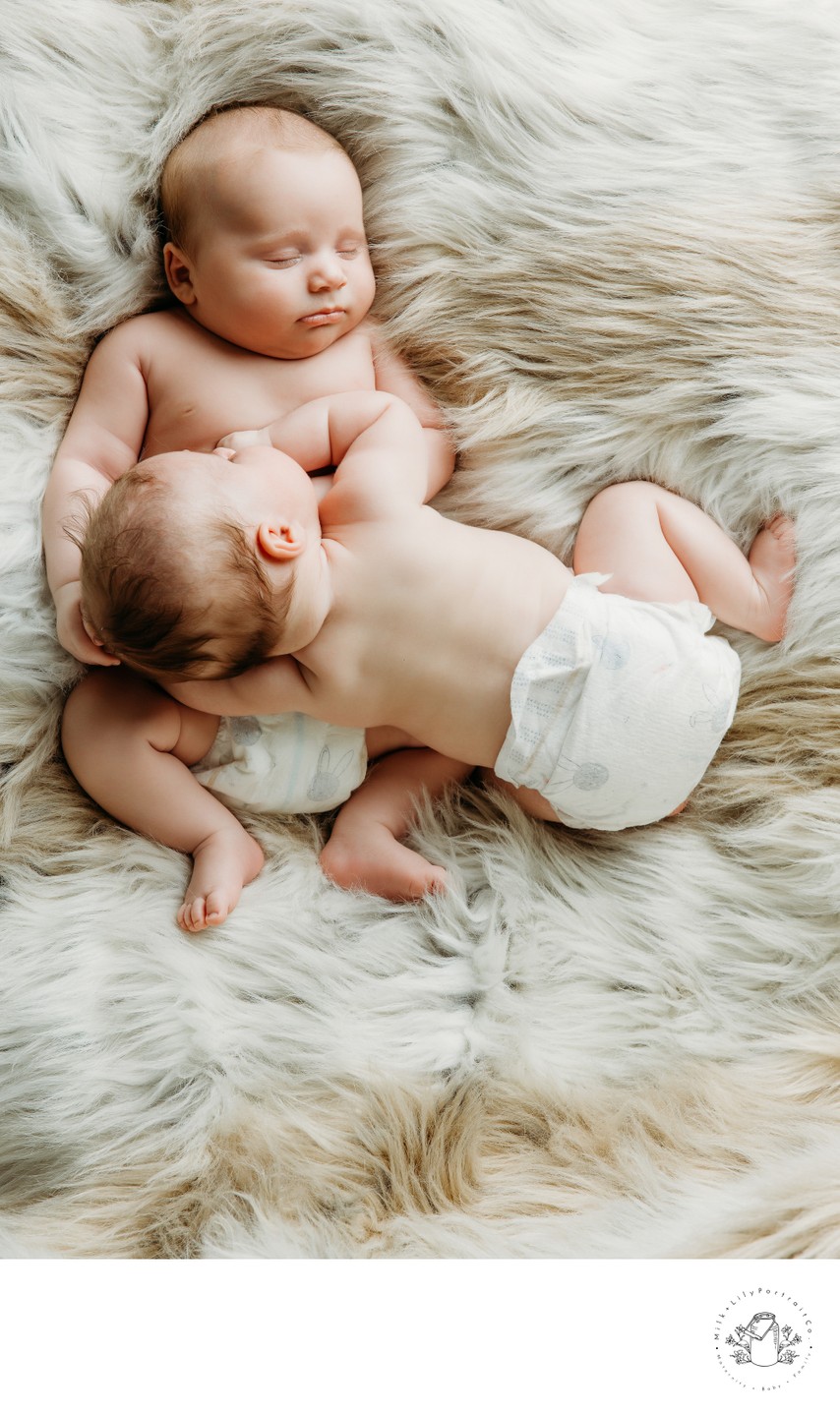 top view twin newborn session