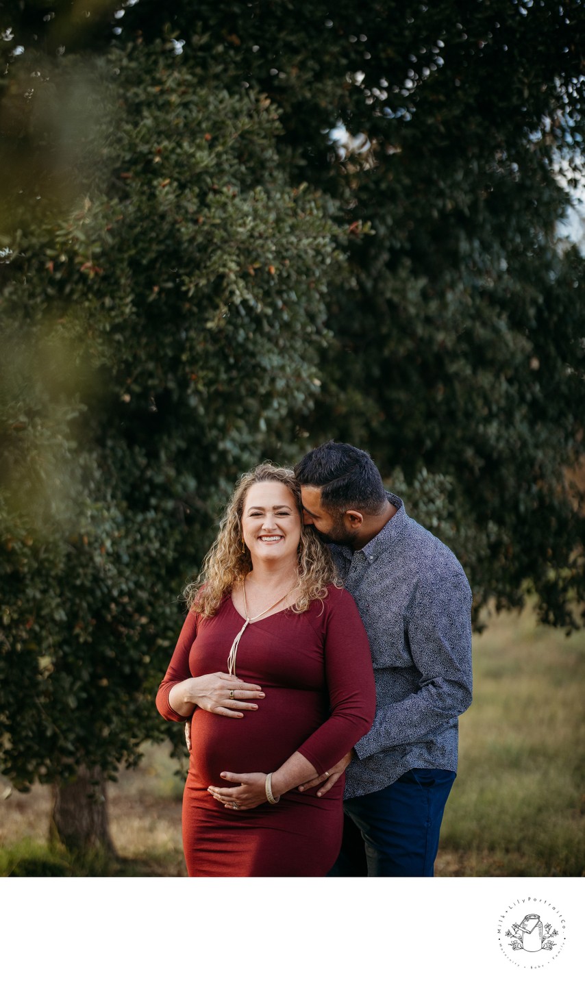 couples golden hour maternity session