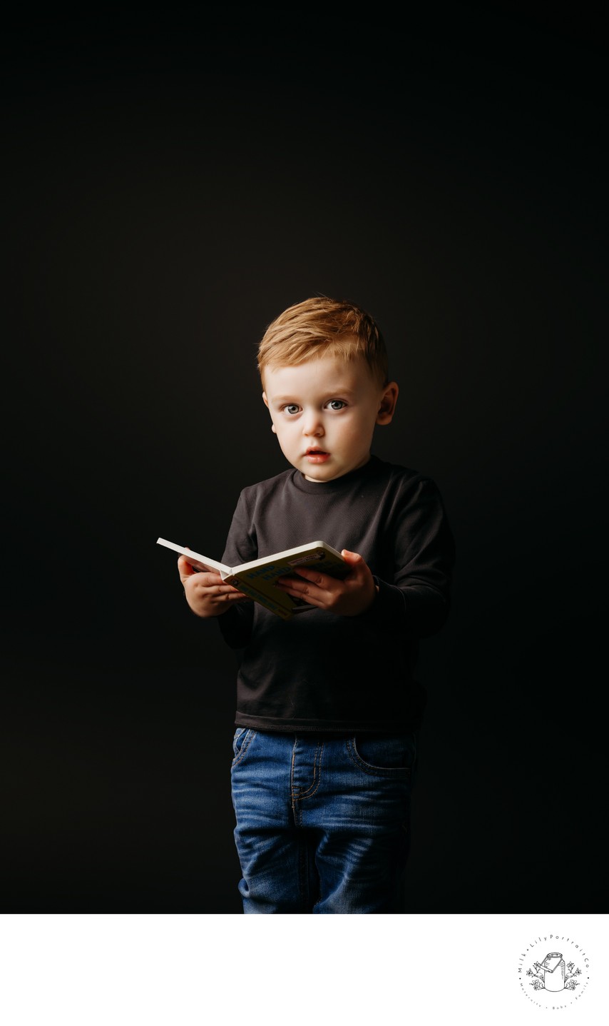 Childs portraits on black backdrop