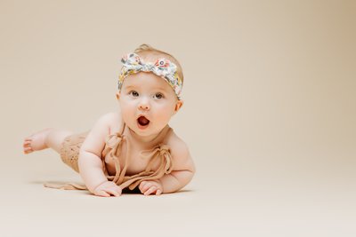 Infant portrait session with flower crown