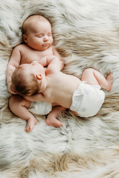 top view twin newborn session