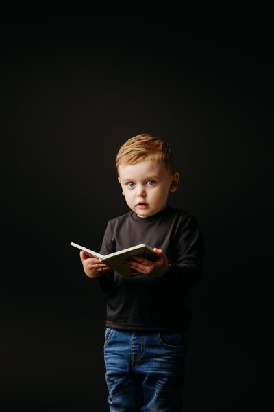 Childs portraits on black backdrop