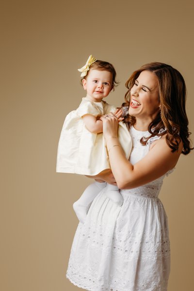 mommy and me yellow bow white dress