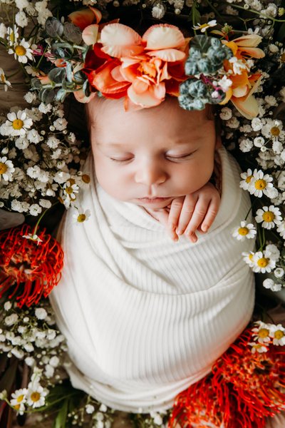 Newborn Session with fresh flowers